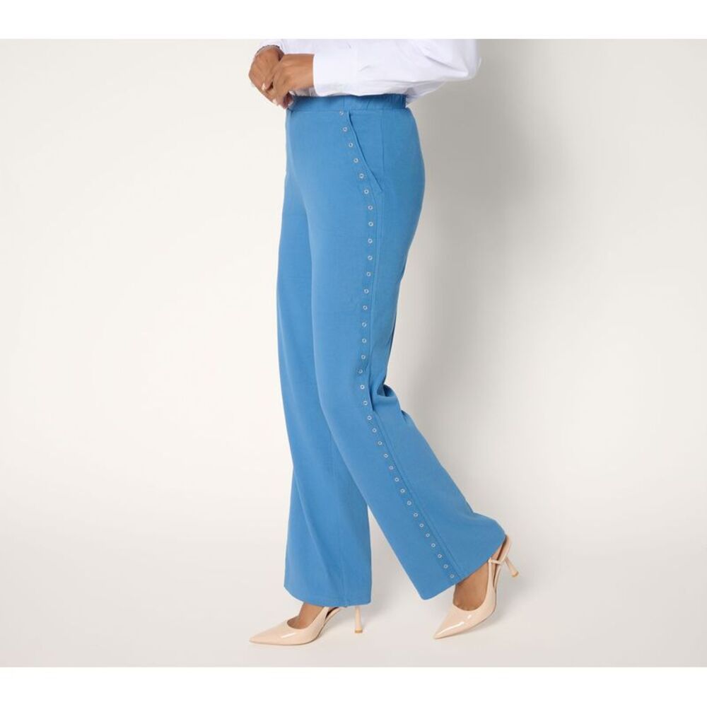 Women Control Women's Pants Sz 16 Wide Leg St Tropez Twill Blue